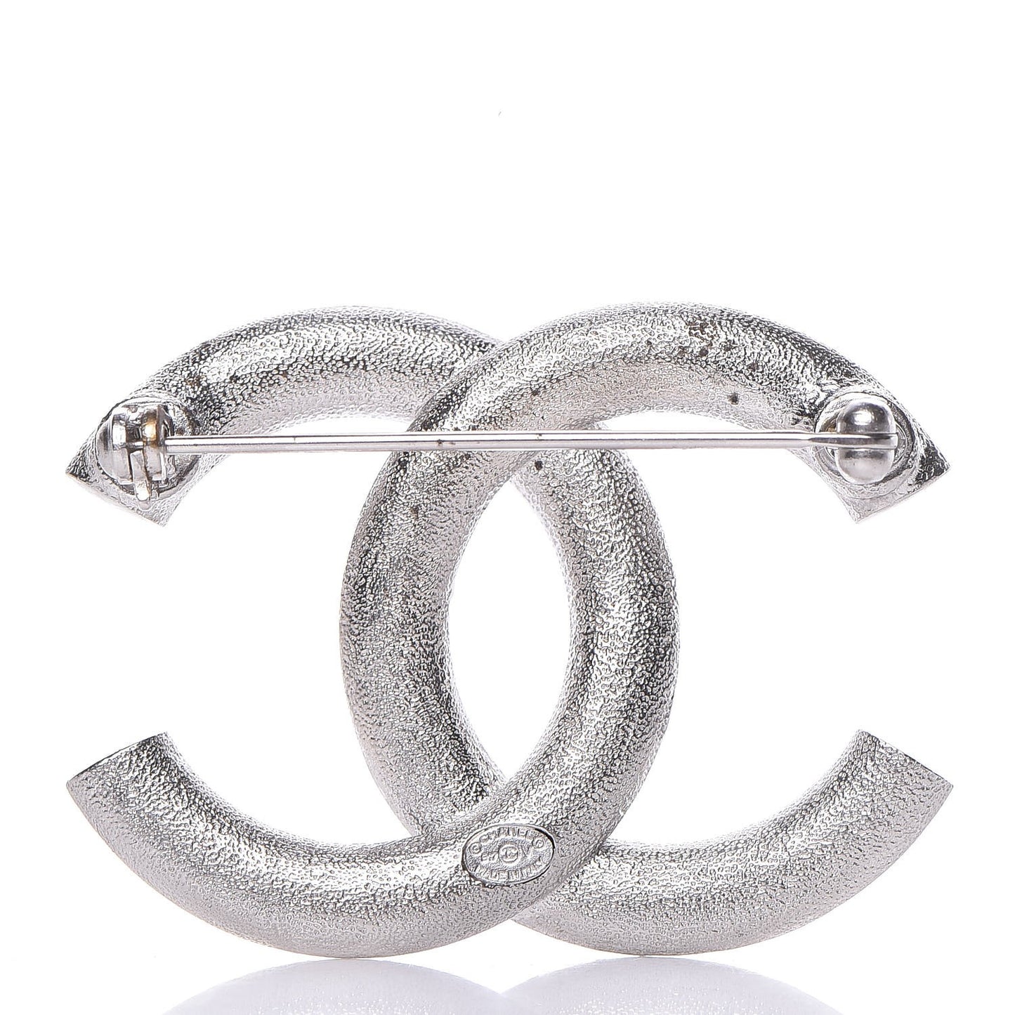 Baguette Crystal CC Brooch Silver
