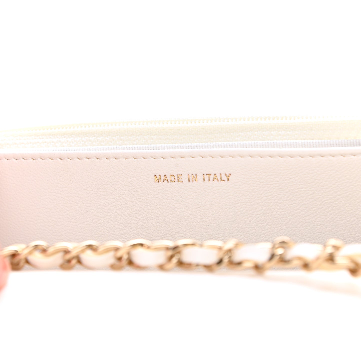 Lambskin Quilted Trendy CC Wallet On Chain WOC White