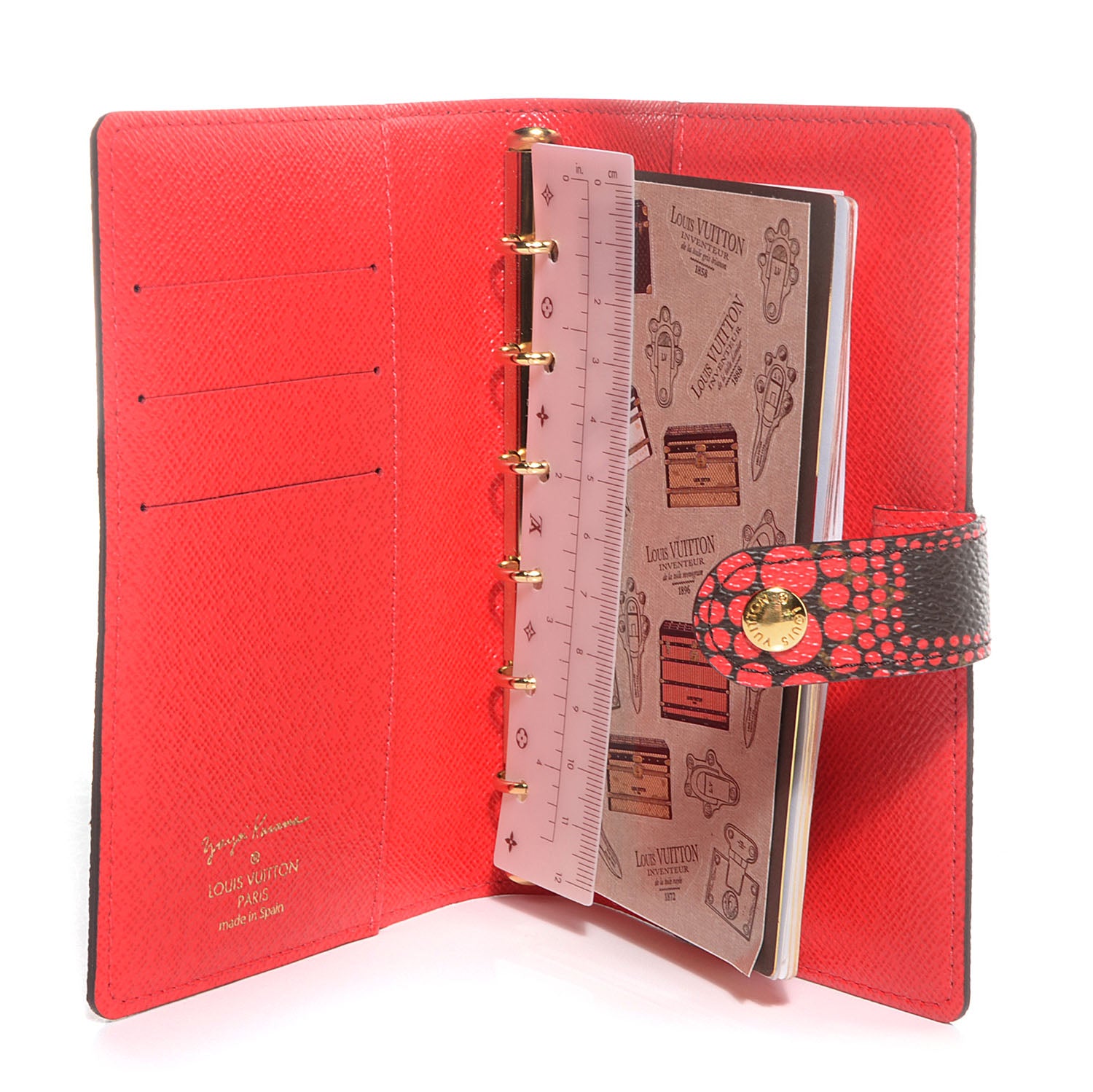 Louis Vuitton Monogram Kusama Town Small Ring Agenda Cover Red 8 of 12