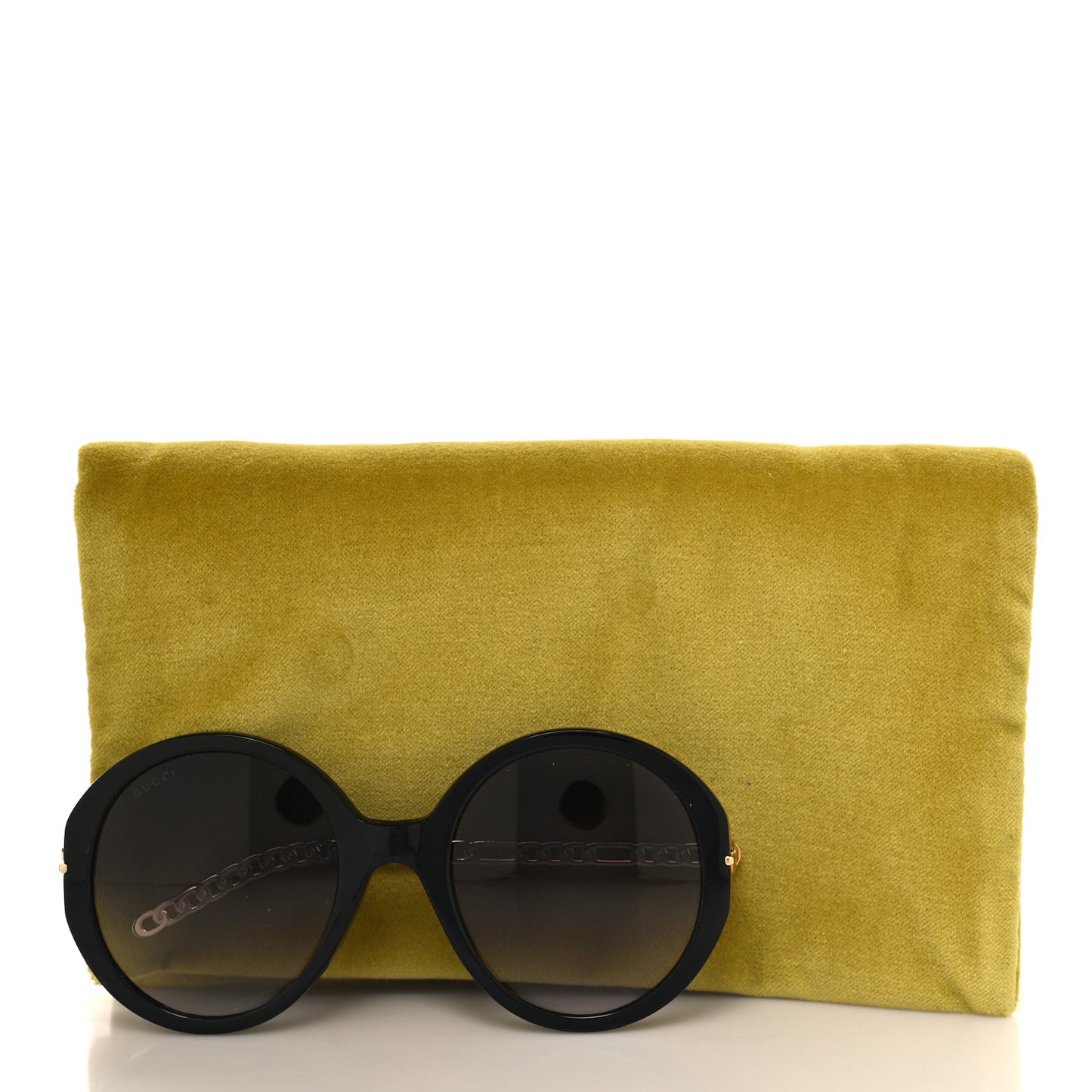 Acetate Detachable Charm Oversized Frame Round Sunglasses GG0726S Black