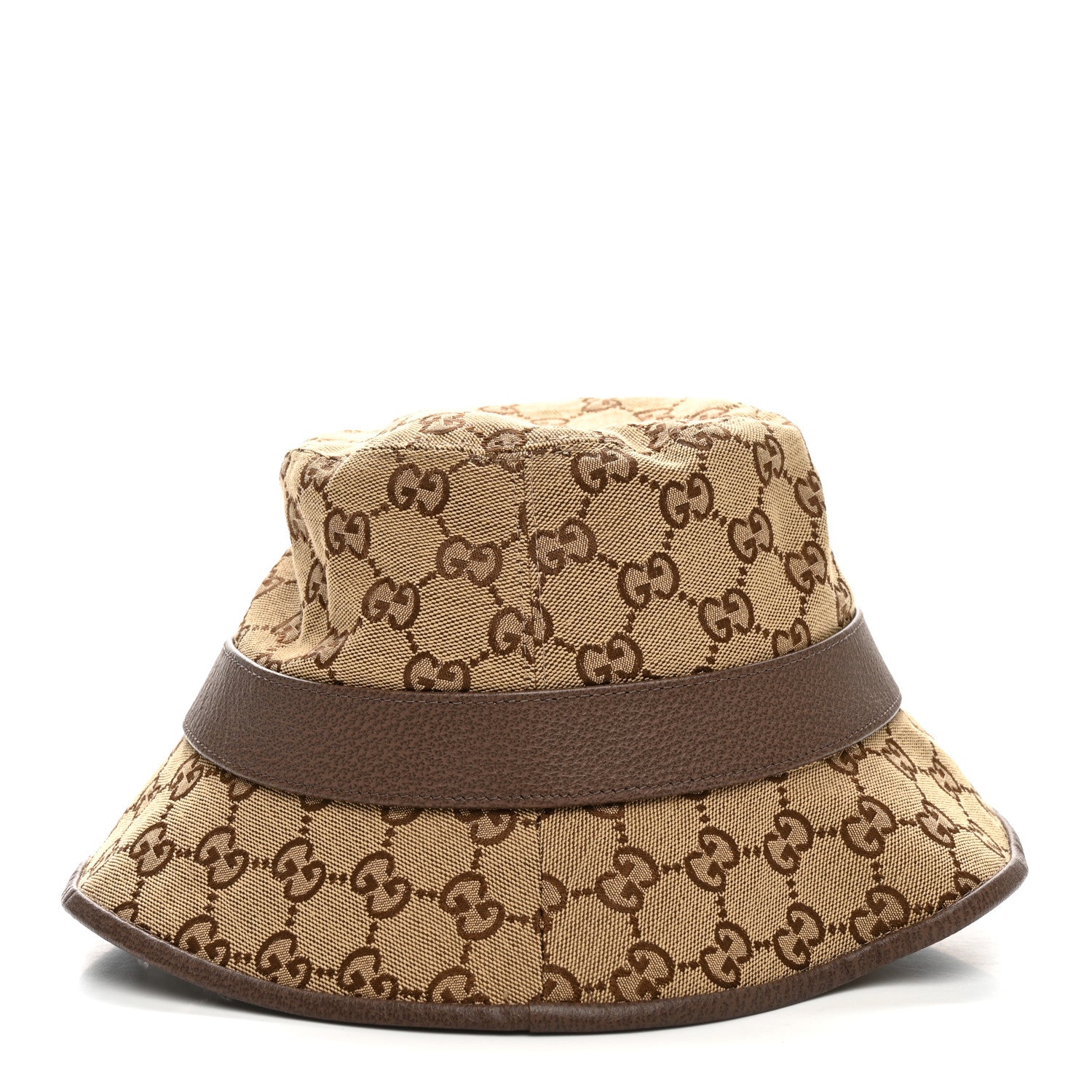 Gucci Monogram Textured Dollar Calfskin GG Jago Bucket Hat S Cacao Beige 6 of 9