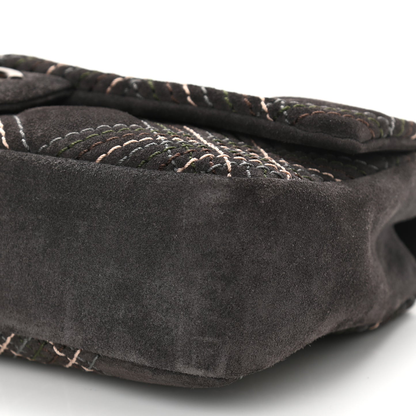 Suede Stitched Medium Saltire Single Flap Grey