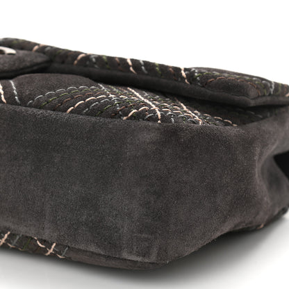 Chanel Suede Stitched Medium Saltire Single Flap Grey 10 of 10