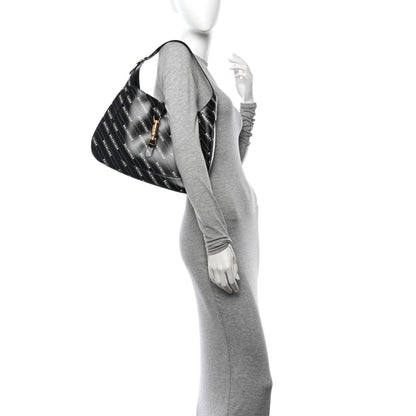 Gucci X BALENCIAGA Calfskin Logo Print Medium Jackie 1961 Hobo Black 2 of 11