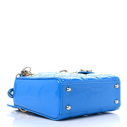 Christian Dior Patent Cannage Mini Lady Dior Blue 4 of 8
