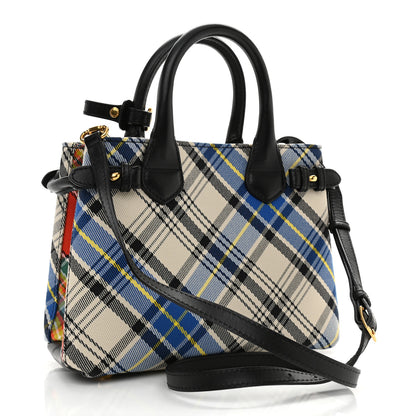 Burberry Tartan Mix Small Banner Tote Blue White 3 of 12