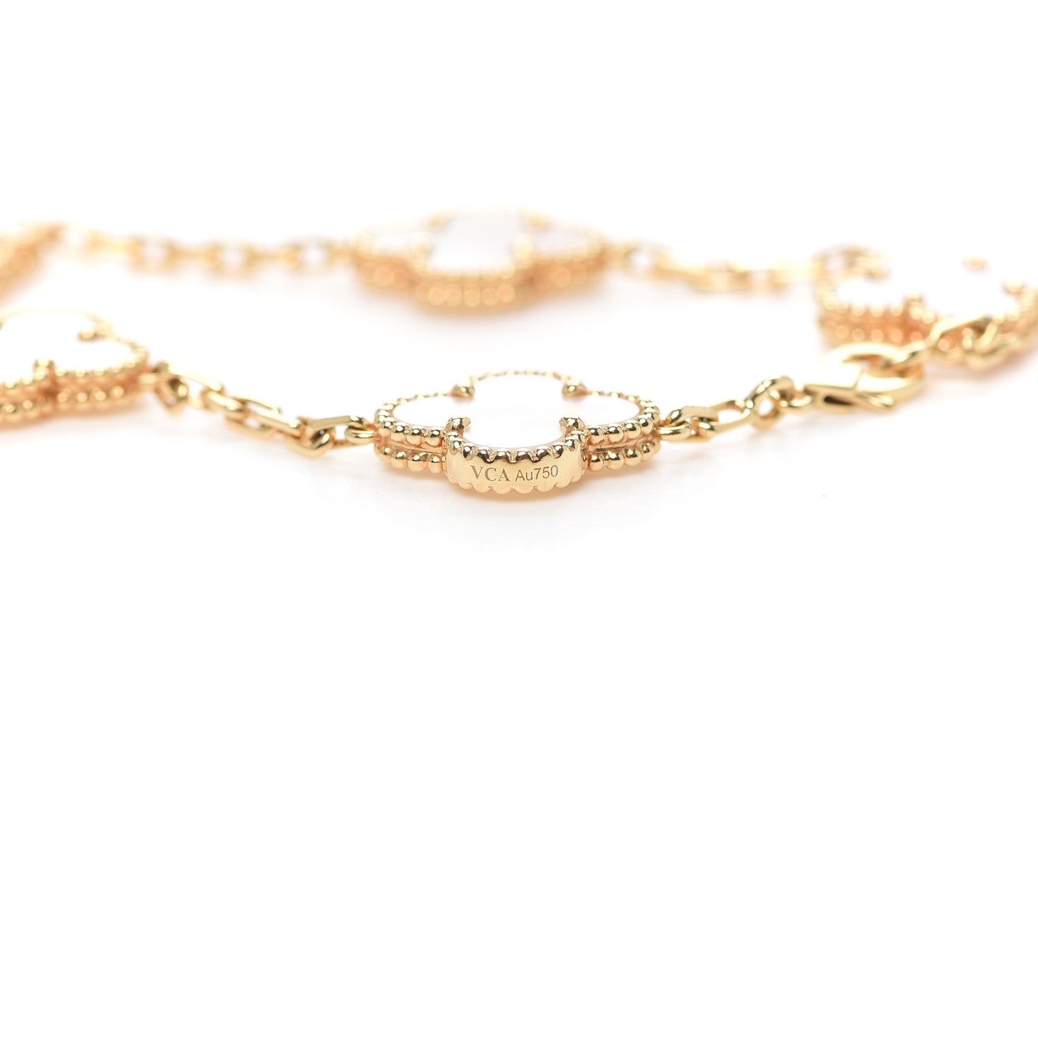 Van Cleef & Arpels 18K Yellow Gold Mother of Pearl 5 Motifs Vintage Alhambra Bracelet 6 of 8
