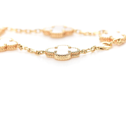 Van Cleef & Arpels 18K Yellow Gold Mother of Pearl 5 Motifs Vintage Alhambra Bracelet 6 of 8