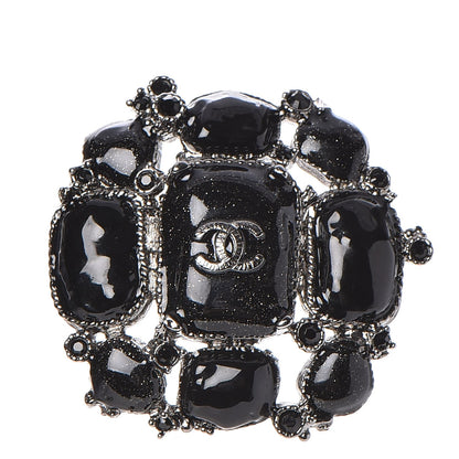 Chanel Glitter Enamel CC Brooch Black 1 of 4
