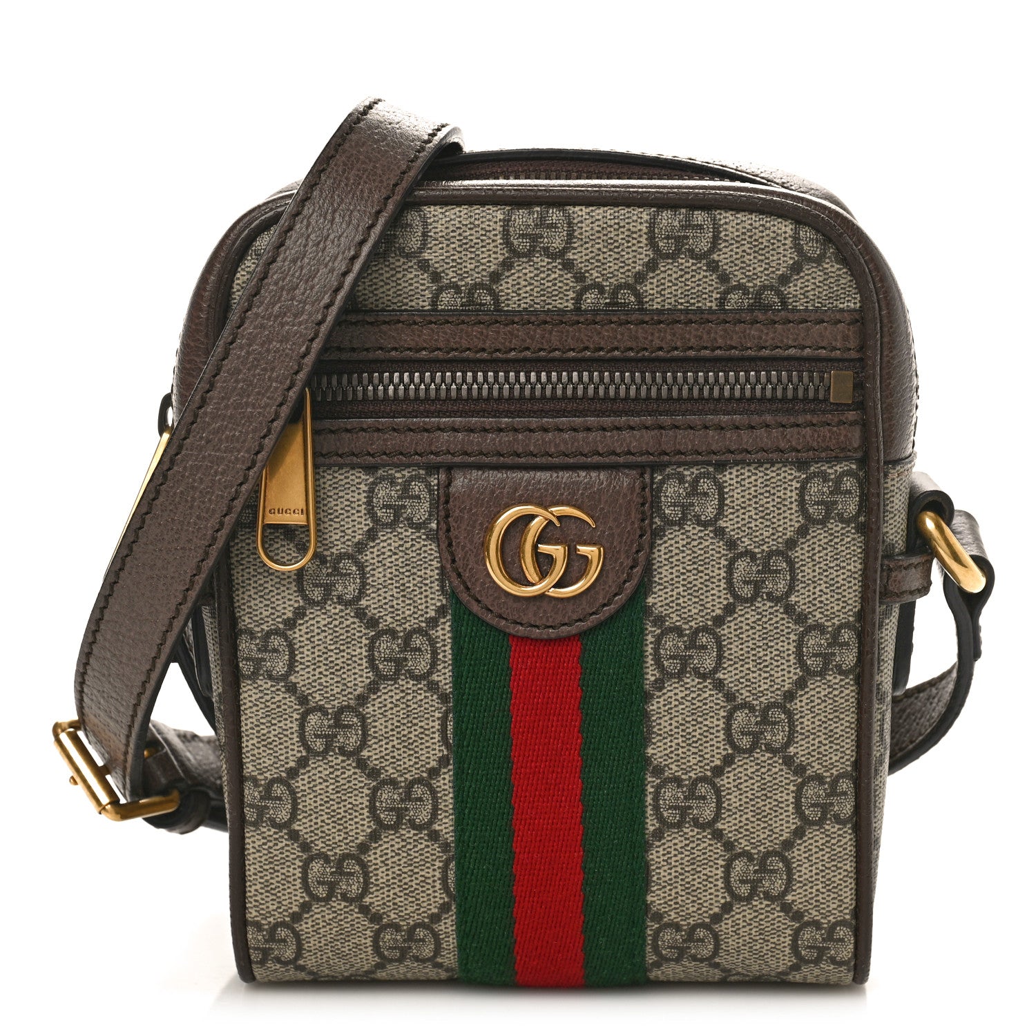 Gucci GG Supreme Monogram Web Mini Ophidia Messenger Brown 1 of 9