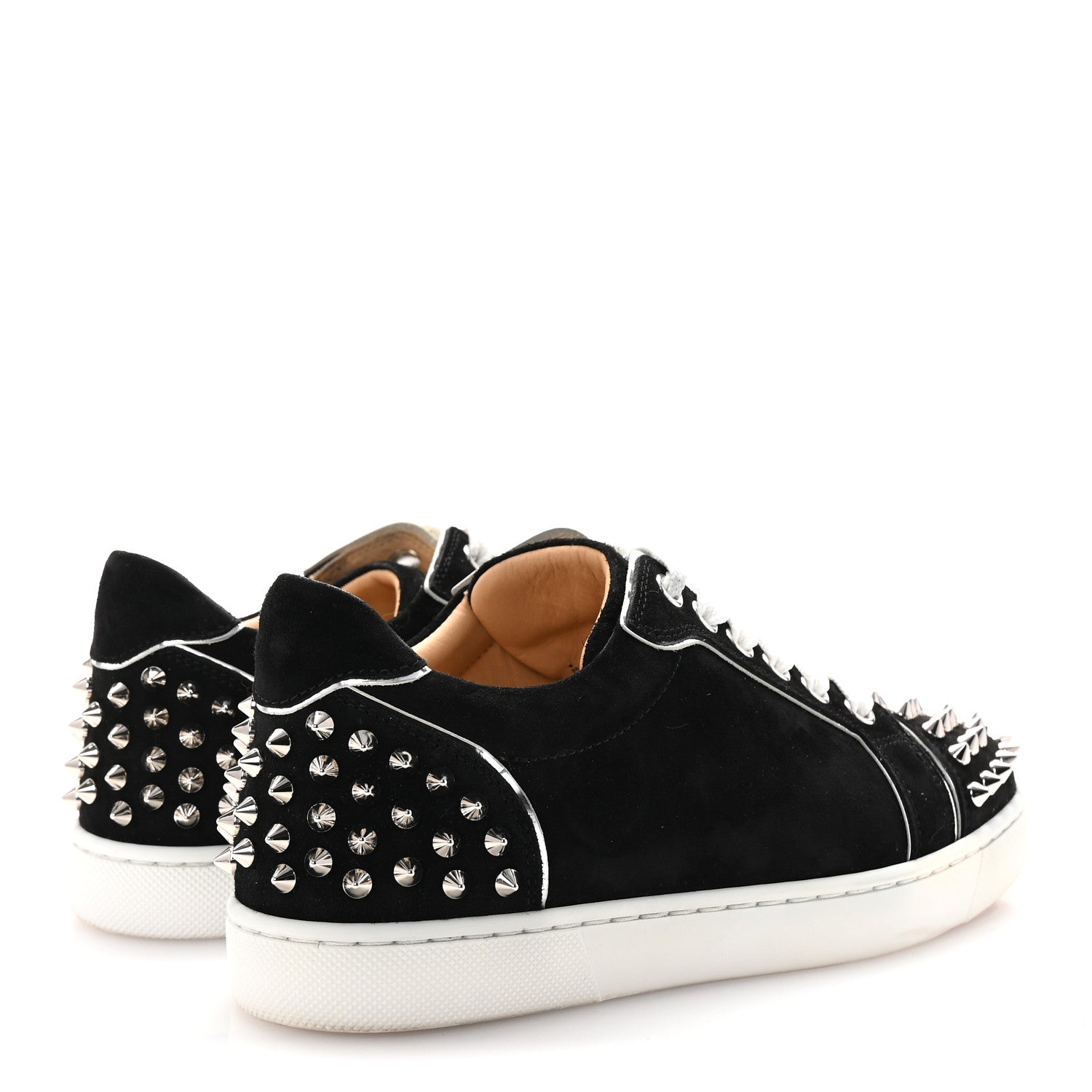 Christian Louboutin Suede Womens Louis Junior Spikes Flat Sneakers 35 Black 5 of 9