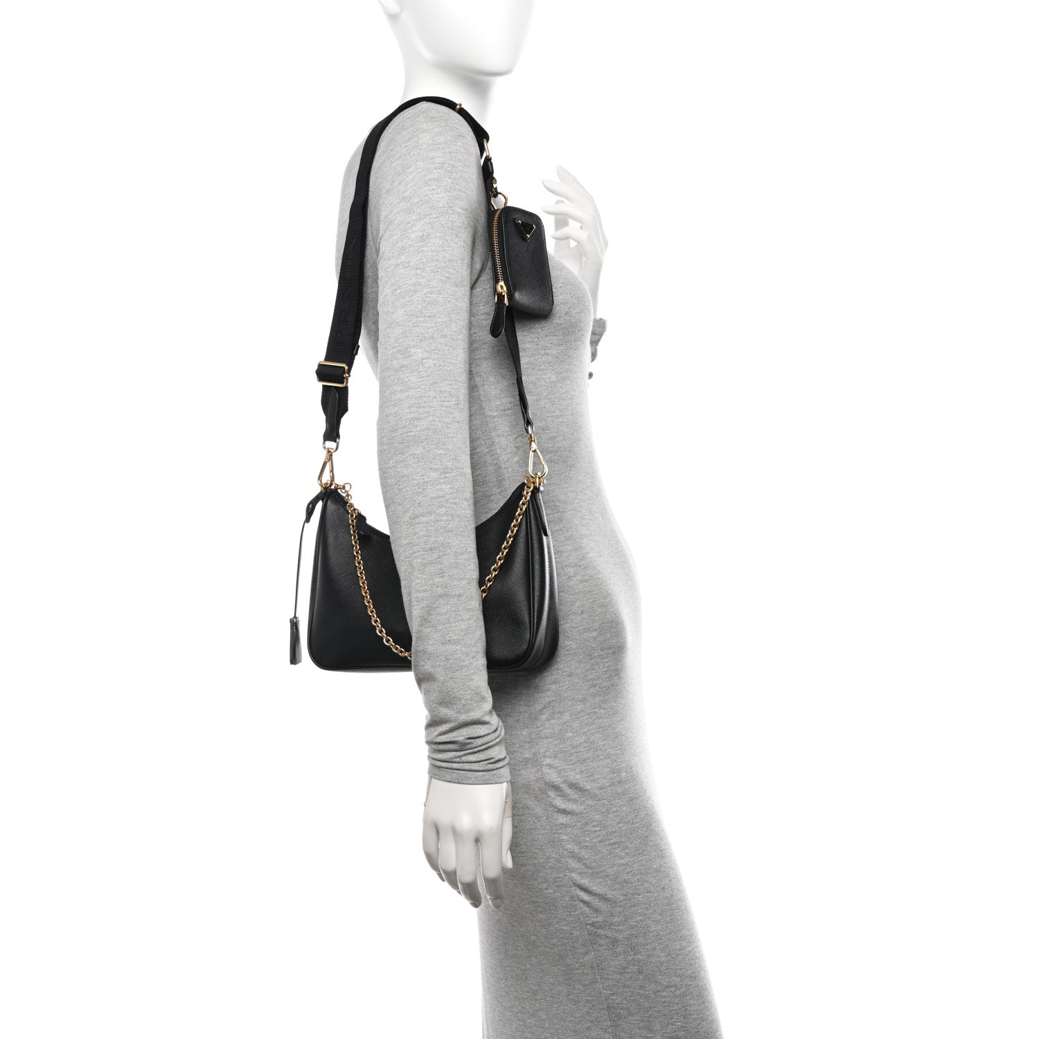Prada Saffiano Lux Re-Edition 2005 Shoulder Bag Black 2 of 11
