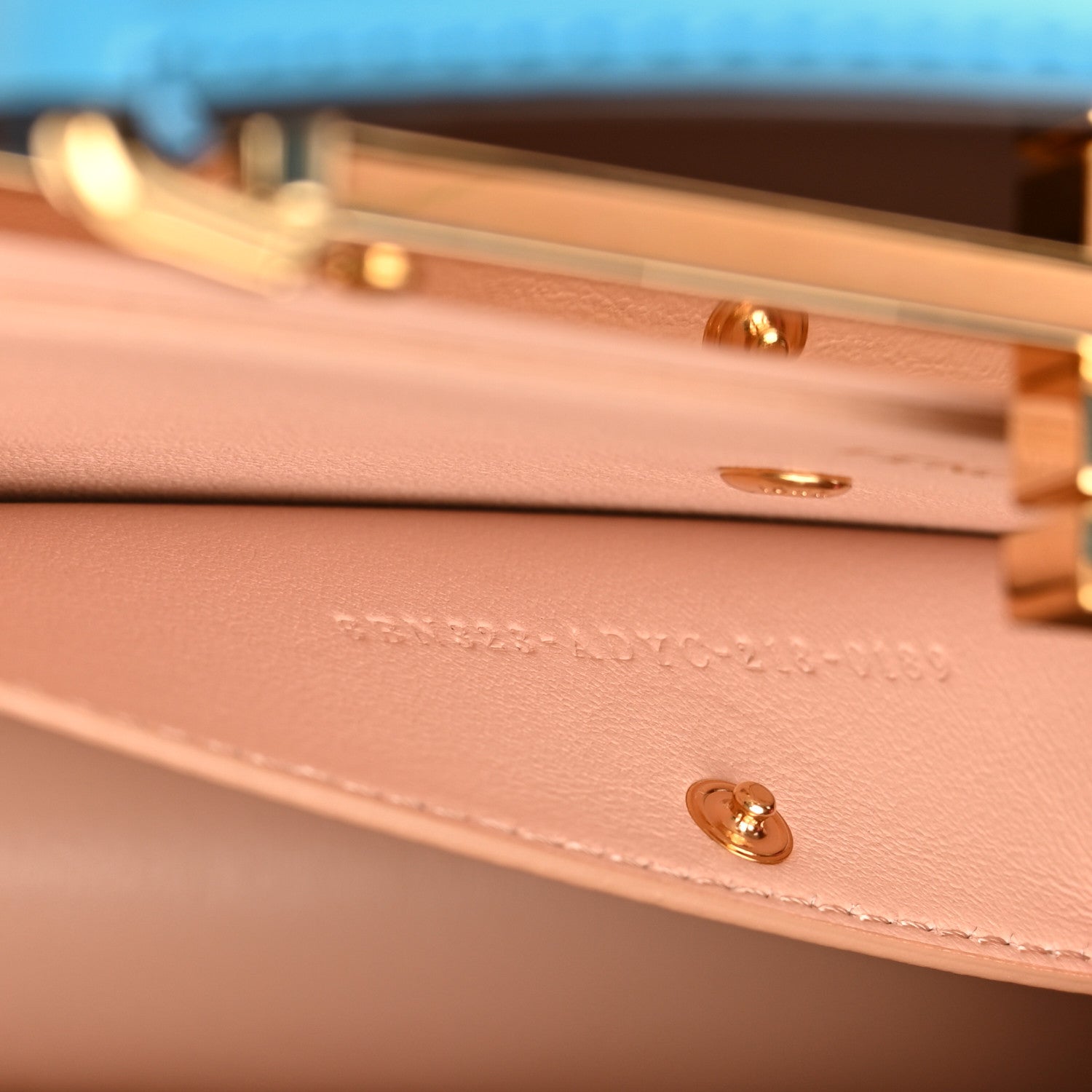 Fendi Vitello King Luxor Shiny Nappa Medium Peekaboo I SEE U East West Satchel Cyber Blue Light Rose 8 of 13