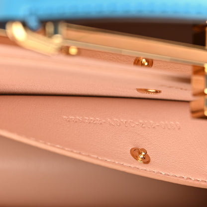 Fendi Vitello King Luxor Shiny Nappa Medium Peekaboo I SEE U East West Satchel Cyber Blue Light Rose 8 of 13