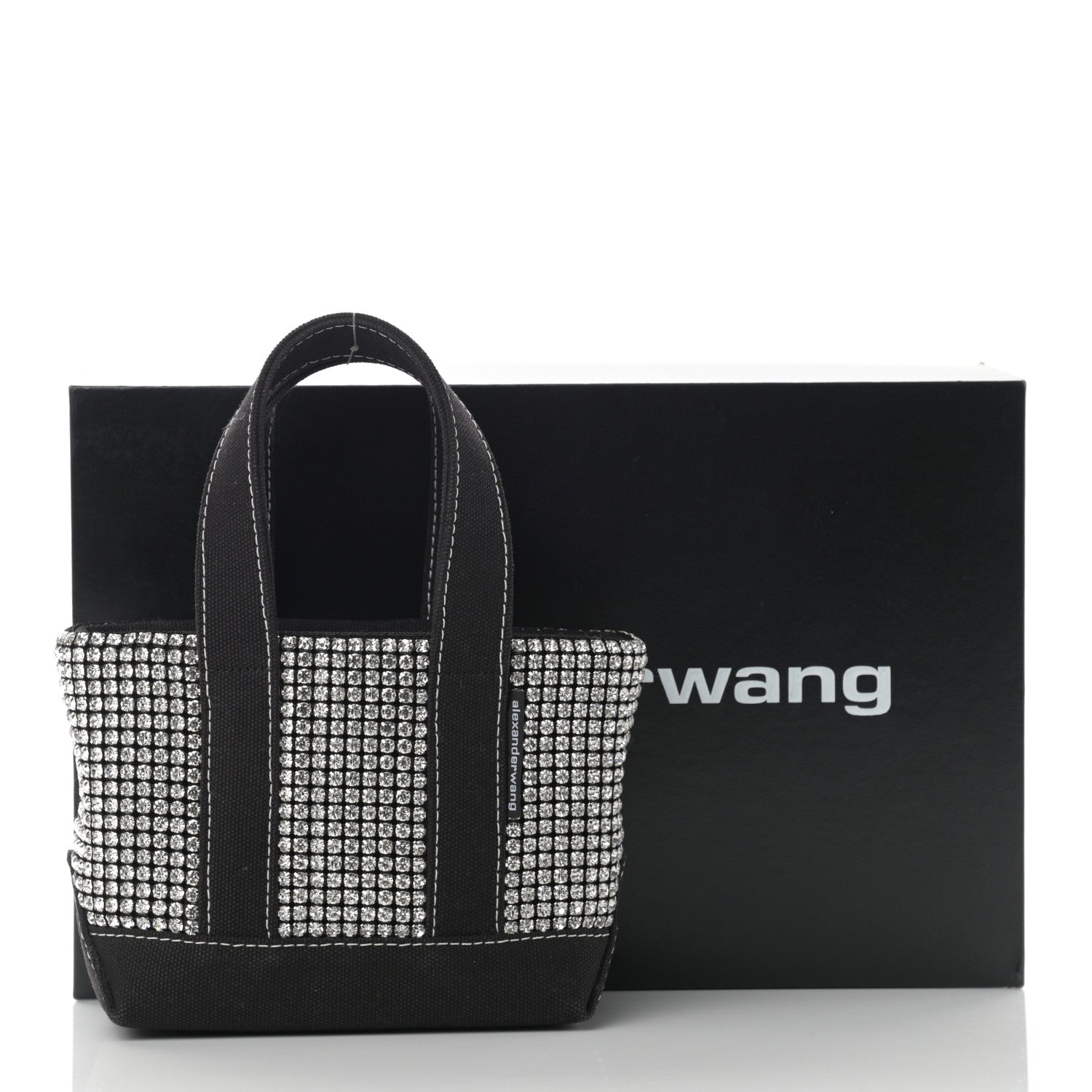 Alexander Wang Mesh Crystal Rhinestone Mini Crusier Tote Black Silver 12 of 12