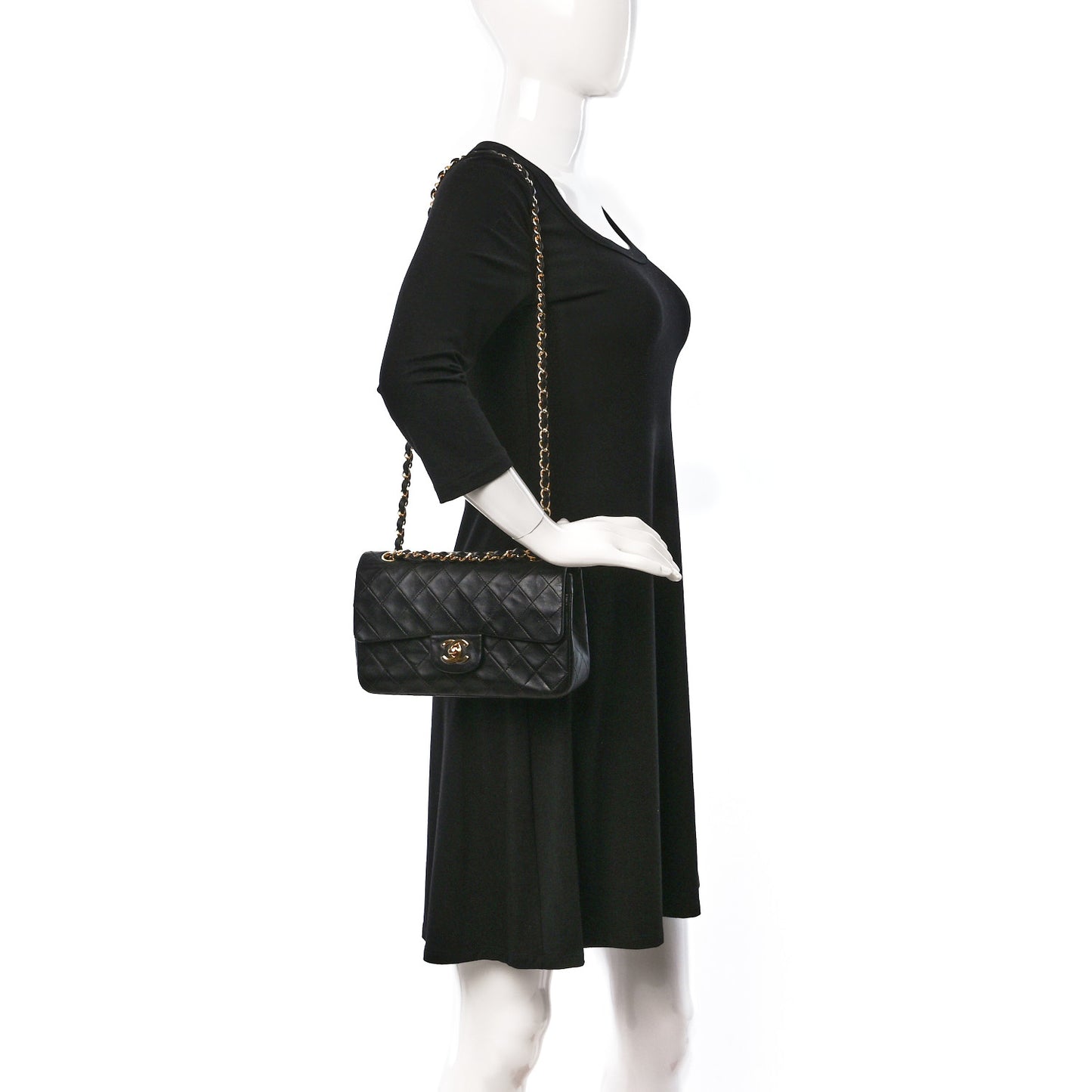 Lambskin Quilted Small Double Flap Black