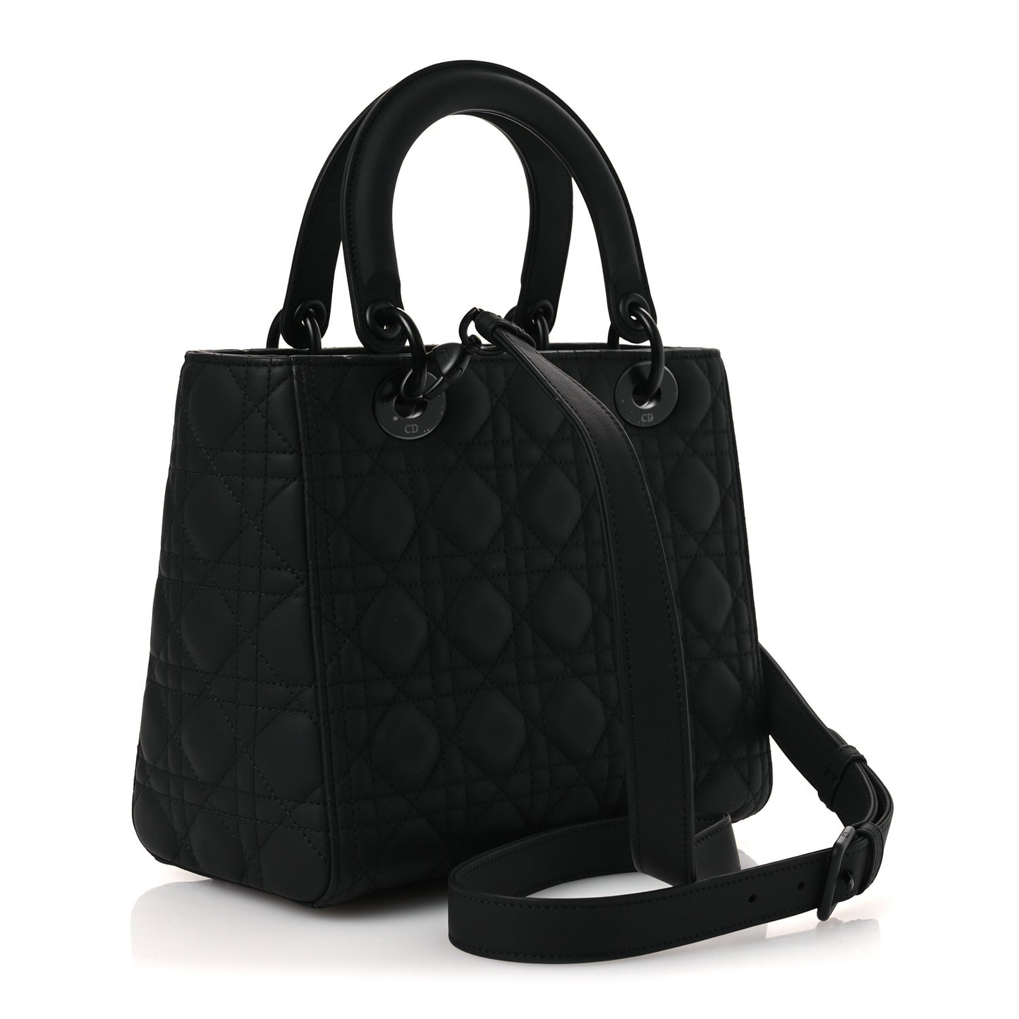 Ultra Matte Calfskin Cannage Medium Lady Dior Black