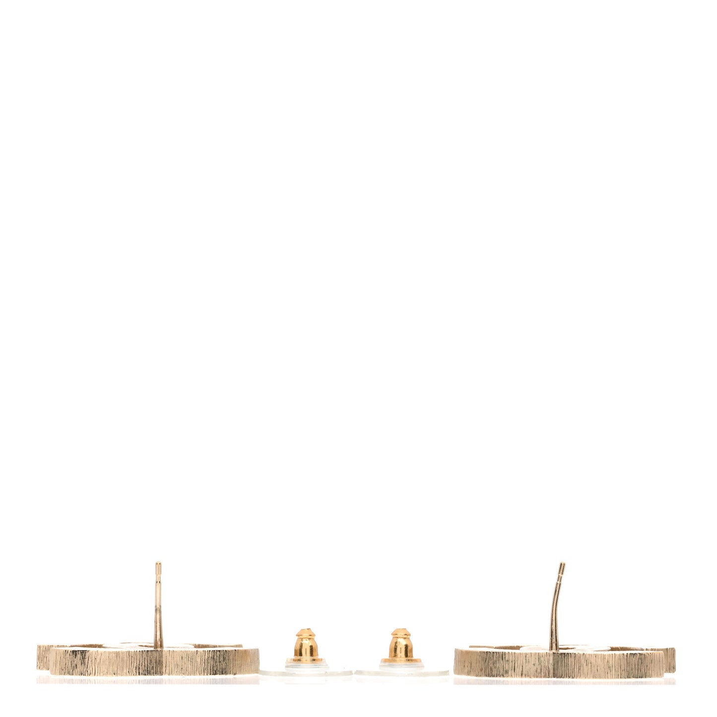 Metal Quilted CC Earrings Gold White