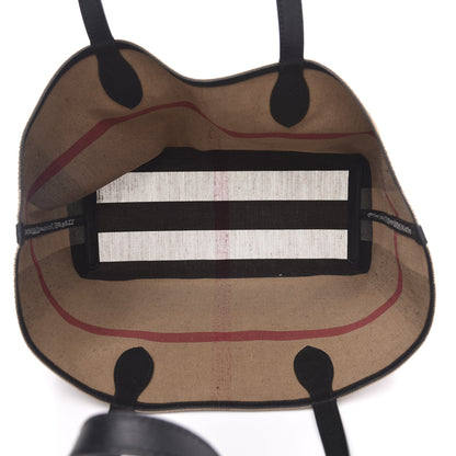 Burberry Coated Canvas Mega Check Medium Doodle Tote Black 5 of 9