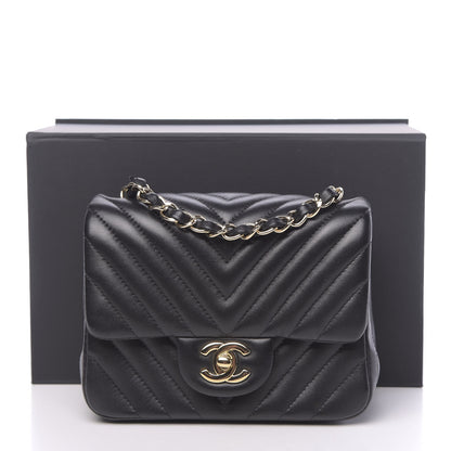 Chanel Lambskin Chevron Quilted Mini Square Flap Black 11 of 11