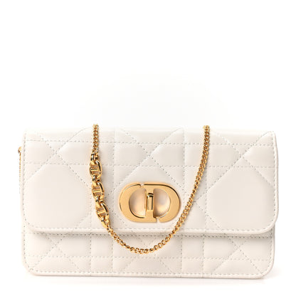 Christian Dior Lambskin Macrocannage Miss Caro Pouch With Chain White 1 of 9