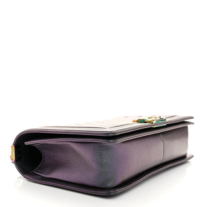 Chanel Iridescent Goatskin Quilted New Medium Boy Flap Purple 4 of 10