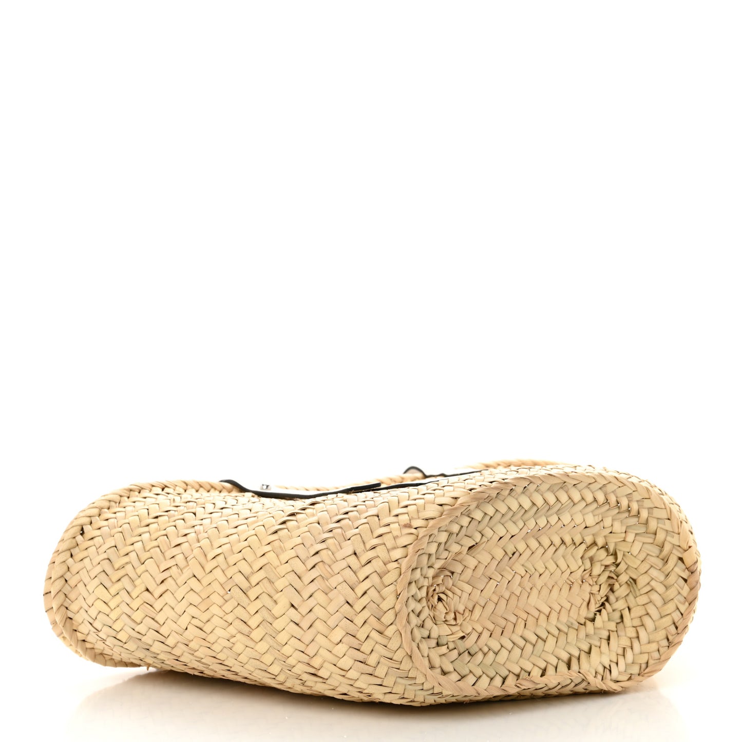 Raffia Small Basket Tote Bag Natural White