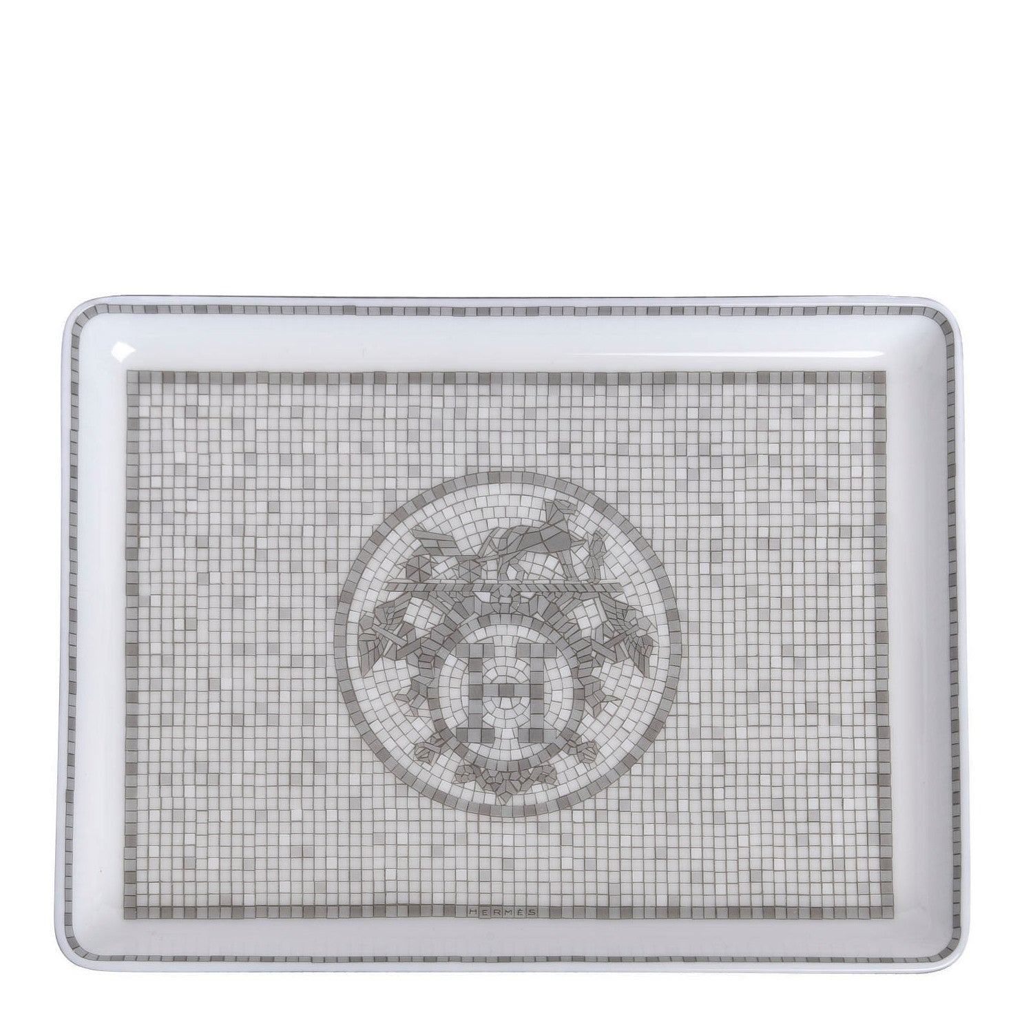 Hermes Porcelain Mosaique Au 24 Sushi Plate Platine 1 of 5