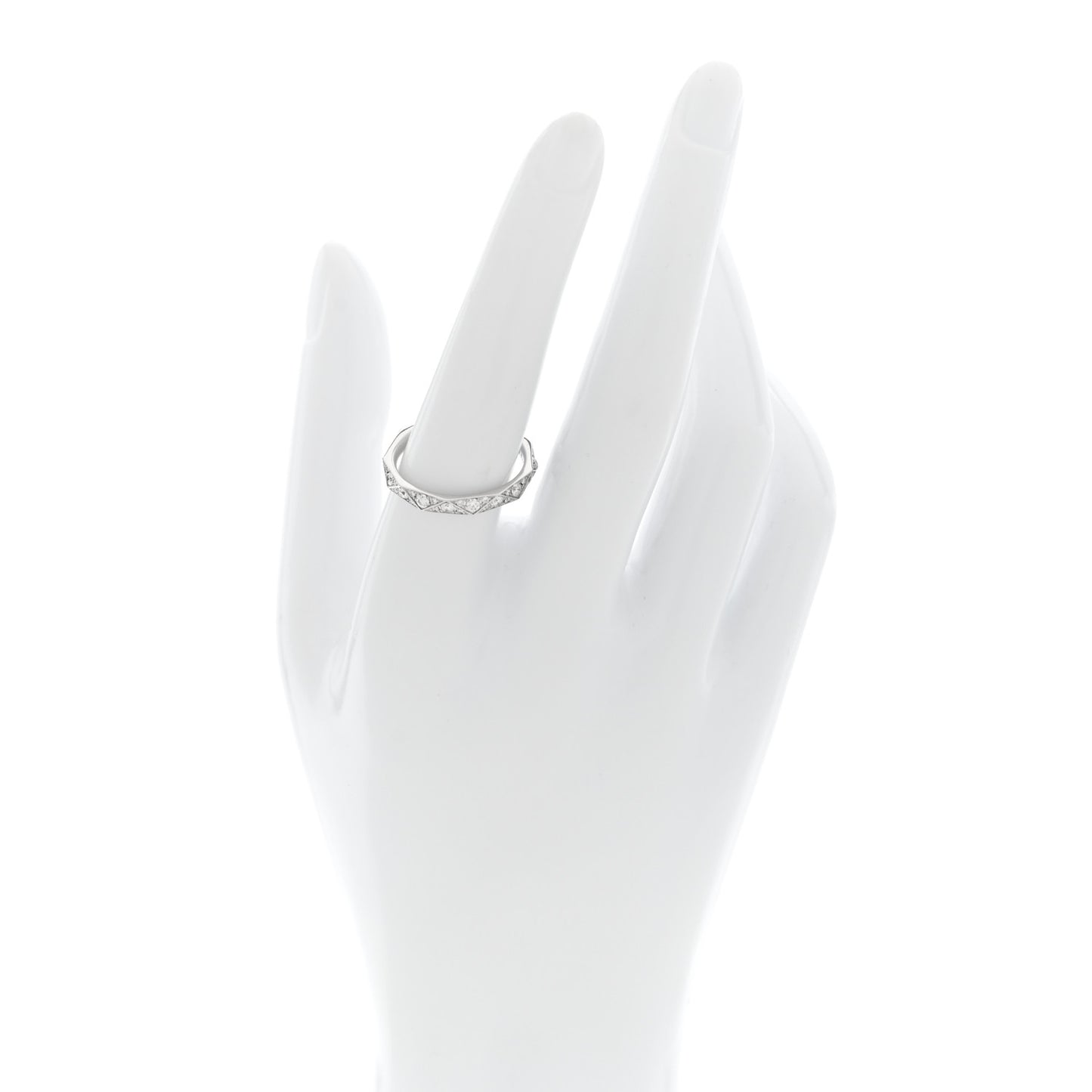 18K White Gold Diamond Laurence Graff Signature Band Ring 57 7.75