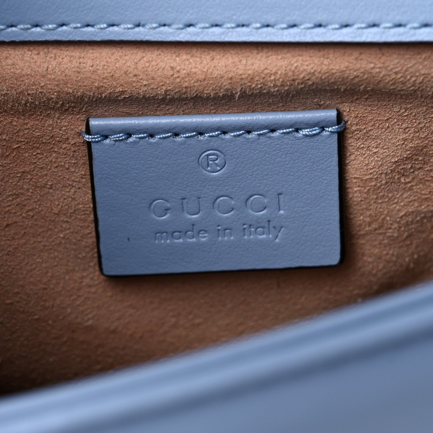 Gucci Calfskin Matelasse Mini GG Marmont Top Handle Shoulder Bag Porcelain Light Blue 6 of 14