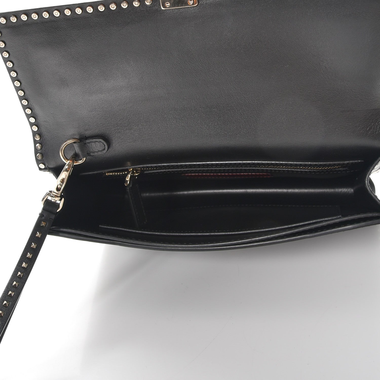 Valentino Garavani Calfskin Rockstud Turn Lock Flap Clutch Black 5 of 7