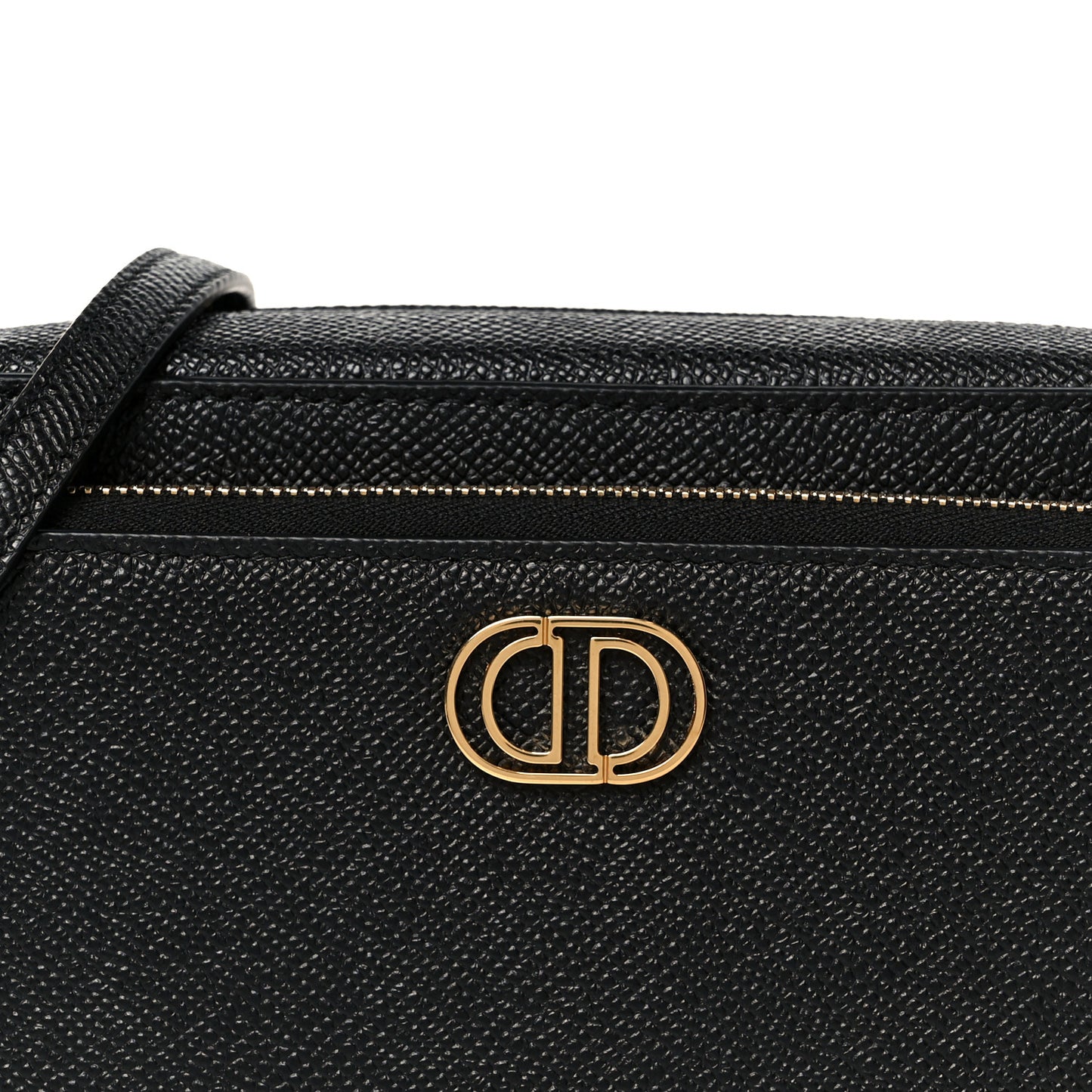 Grained Calfskin Caro Double Pouch Black