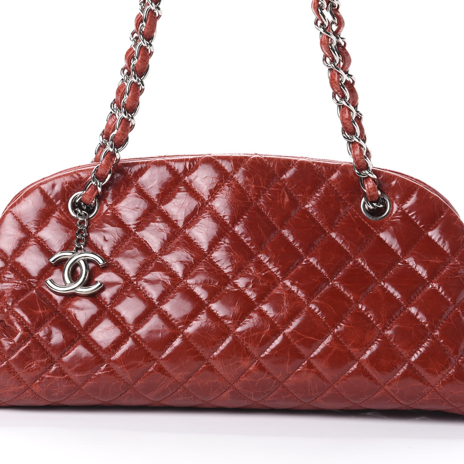 Chanel Glazed Calfskin Quilted Medium Just Mademoiselle Red 8 of 10