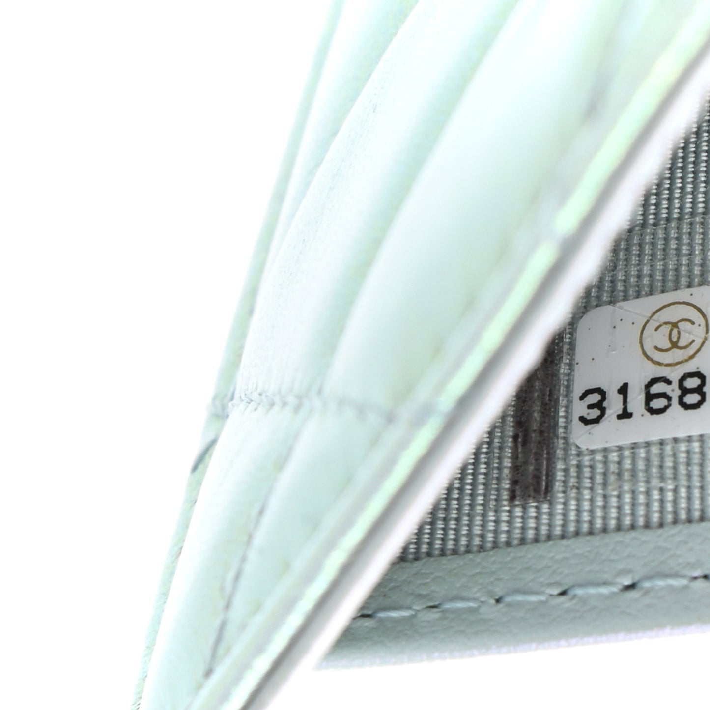 Iridescent Calfskin Quilted Compact Flap Wallet Light Blue