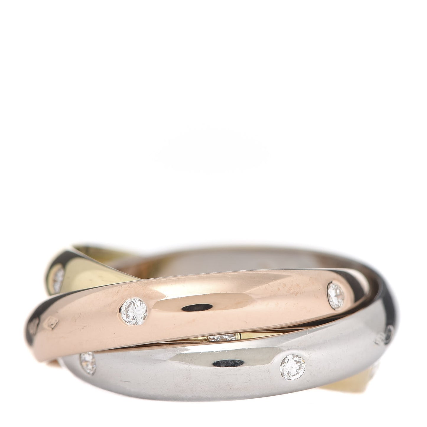 18K Pink Yellow White Gold Diamond Trinity Ring 52 6