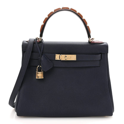 Hermes Togo Horseshoe Au Galop Kelly Retourne 28 Bleu Nuit Rouge H Fauve 1 of 11