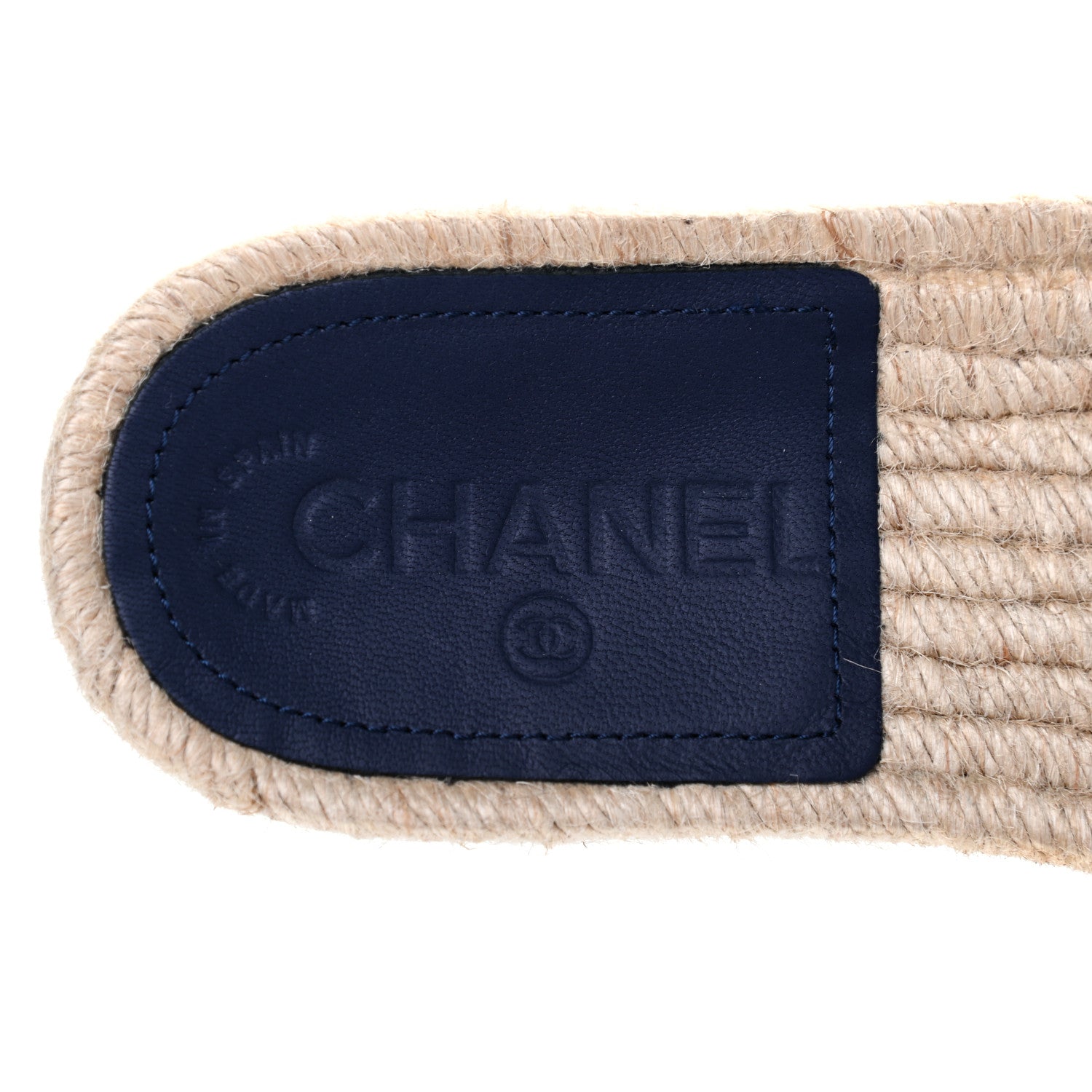 Chanel Lambskin Quilted CC Espadrille Slip On Sandals 35 Navy 7 of 11