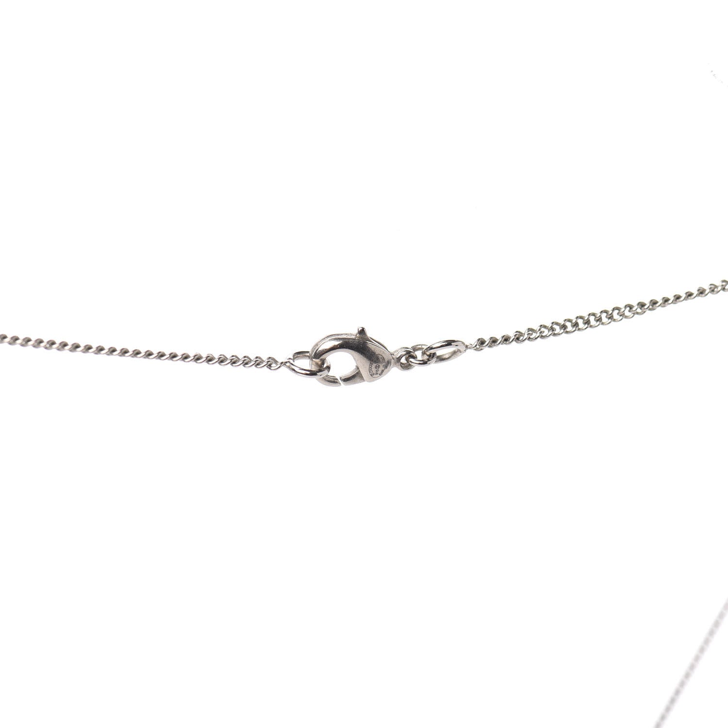 Chanel Crystal CC Pendant Necklace Silver 3 of 4