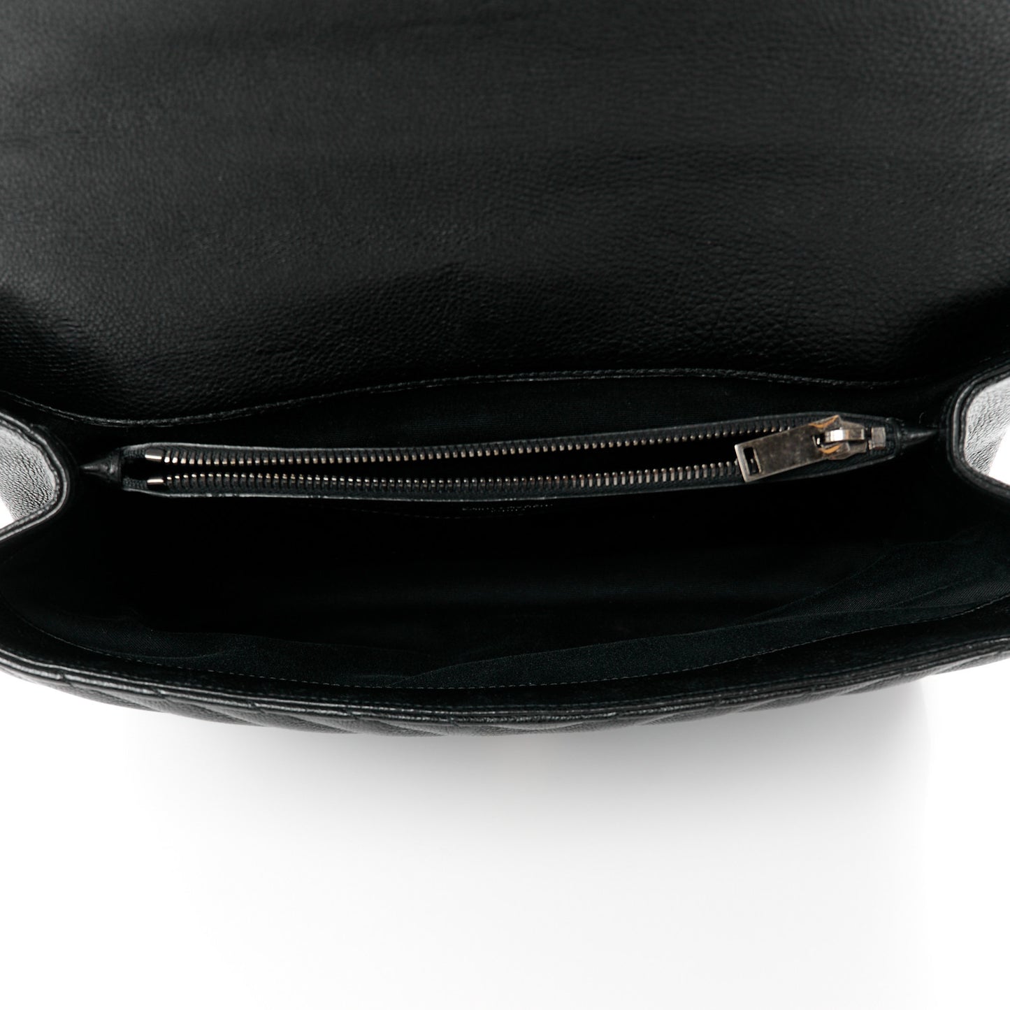 Sheepskin Matelasse Chevron Monogram Large College Satchel Black