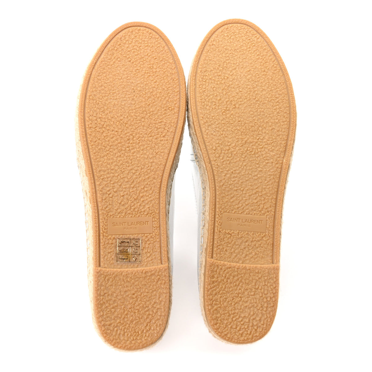 Saint Laurent Metallic Lambskin Monogram Espadrilles 37 Platino 6 of 10