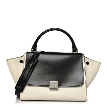Celine Calfskin Lizard Embossed Small Trapeze Off-White Black 1 of 11