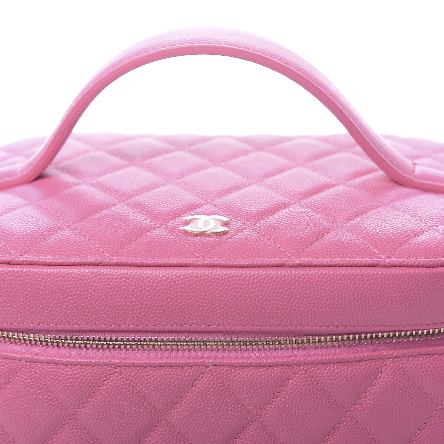 Caviar Quilted Large Vanity Pouch Pink