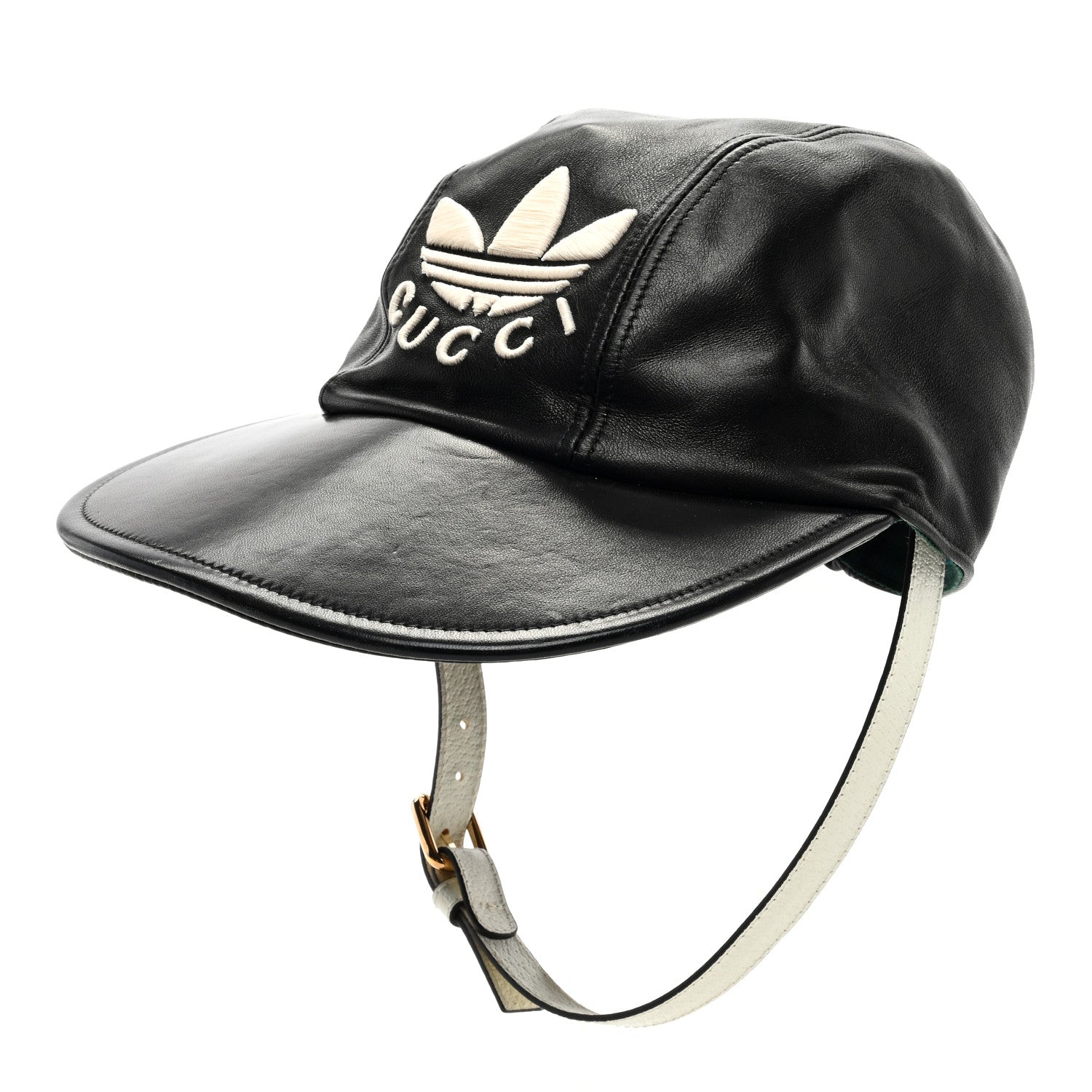 Gucci X ADIDAS Dollar Calfskin Trefoil Stefanos Baseball Hat L Black 1 of 9