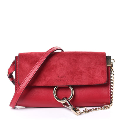 Chloe Suede Calfskin Mini Faye Shoulder Bag Tulip Red 1 of 4