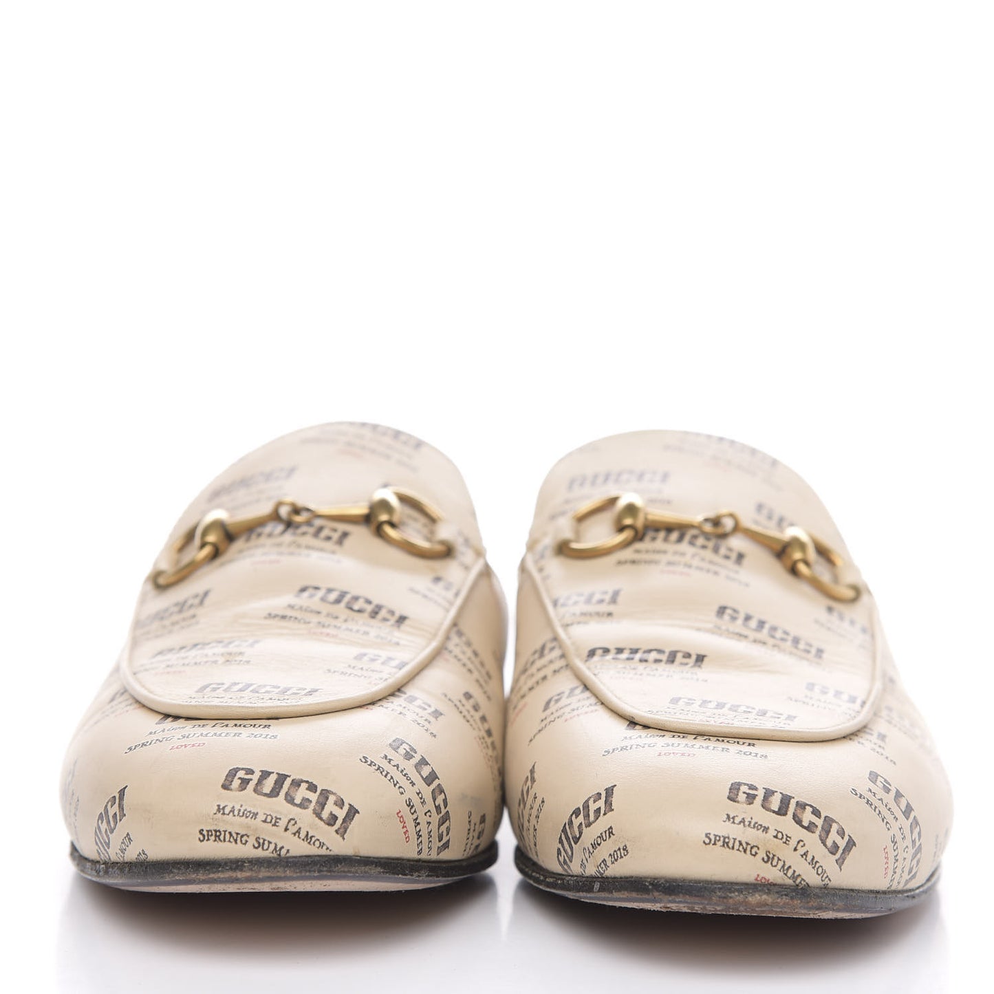 Calfskin Stamp Print Womens Princetown Slippers 37 Soy Black