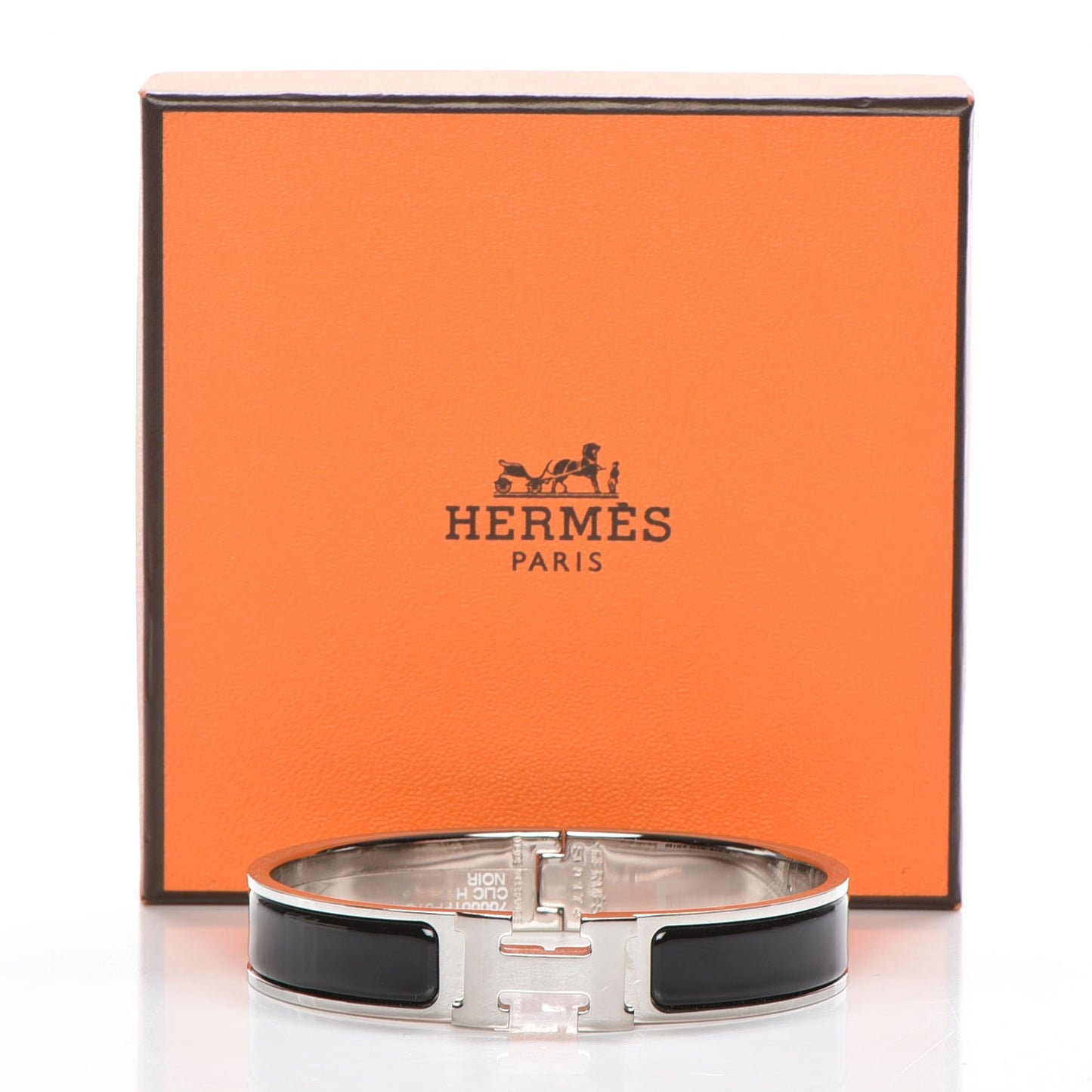 Enamel Narrow Clic Clac H Bracelet GM Black