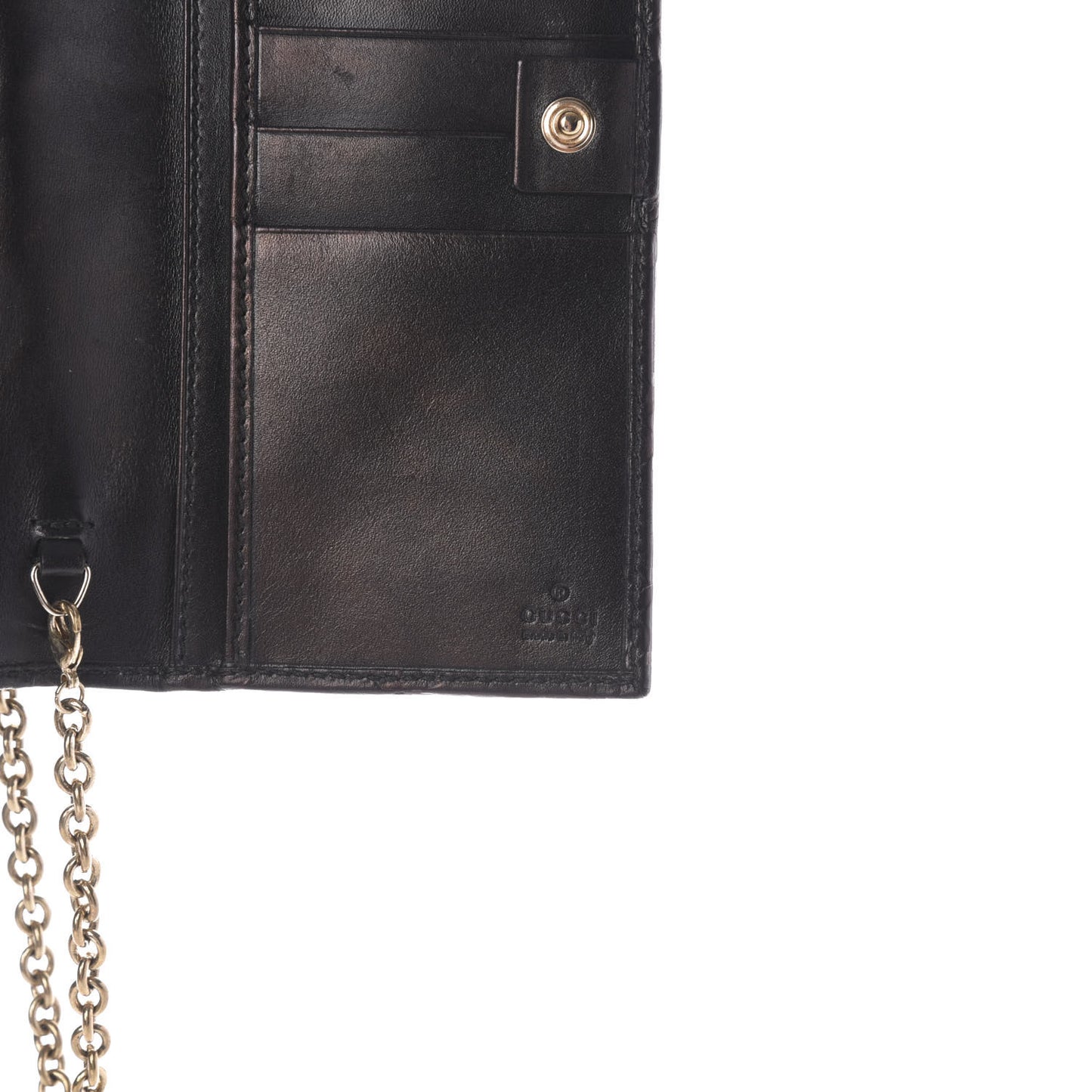 Guccissima Margaux Calfskin Metal Bar Chain Wallet Black