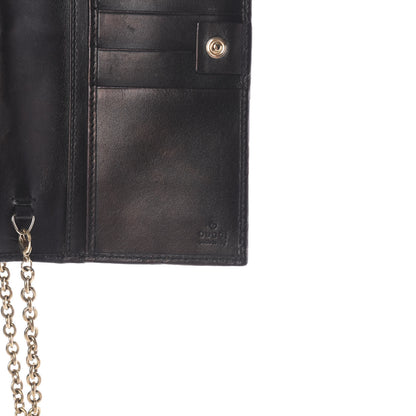 Gucci Guccissima Margaux Calfskin Metal Bar Chain Wallet Black 6 of 8