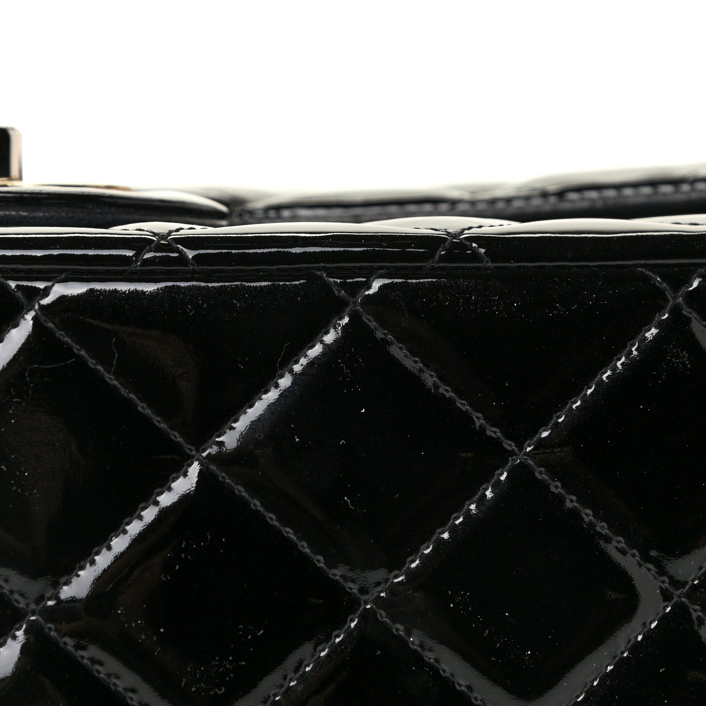 Patent Quilted Maxi Double Flap Black