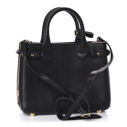 Burberry Grainy Calfskin House Check Small Banner Tote Black 3 of 9